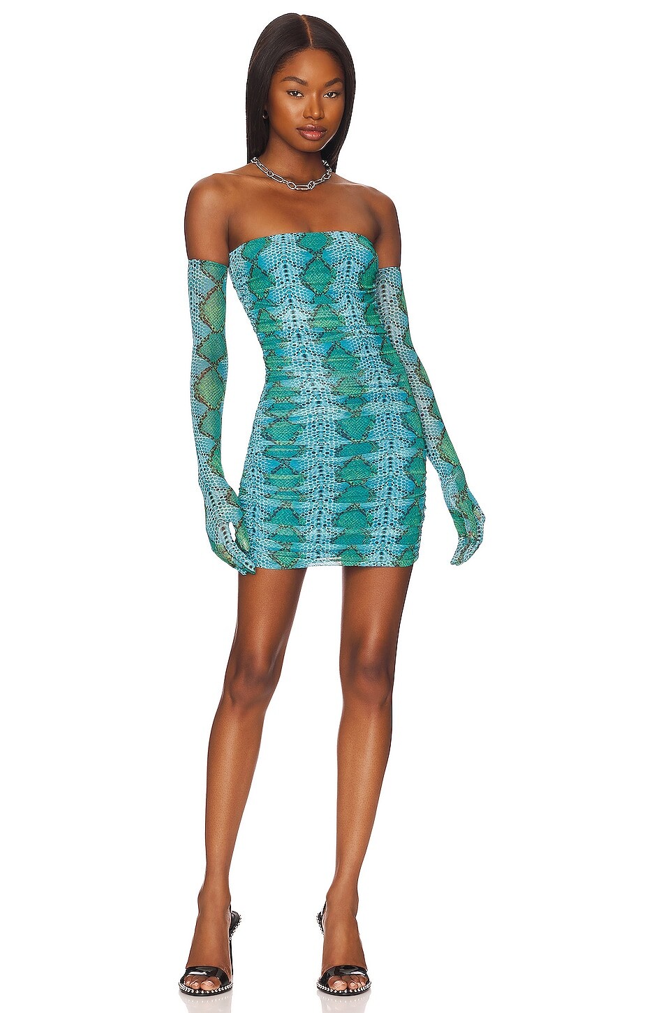 

Платье миди AFRM Danni & Gloves, цвет Teal Snake