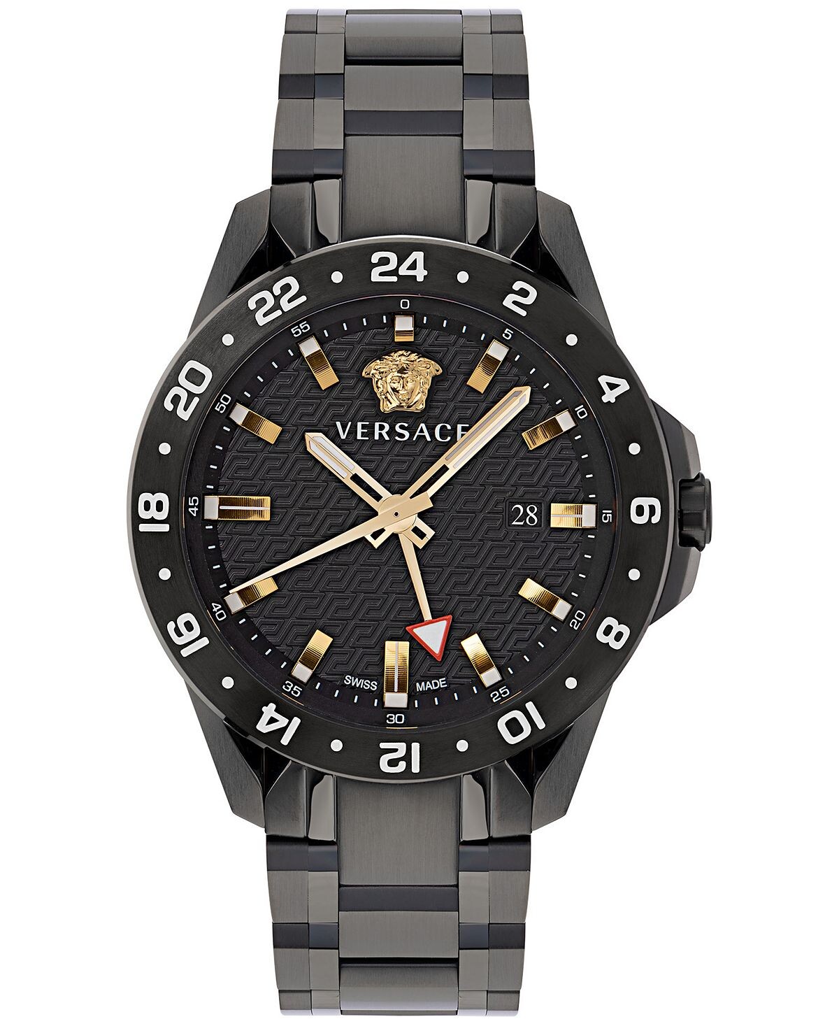 

Мужские часы Swiss Sport Tech GMT с черным ионным покрытием из нержавеющей стали с браслетом, 45 мм Versace