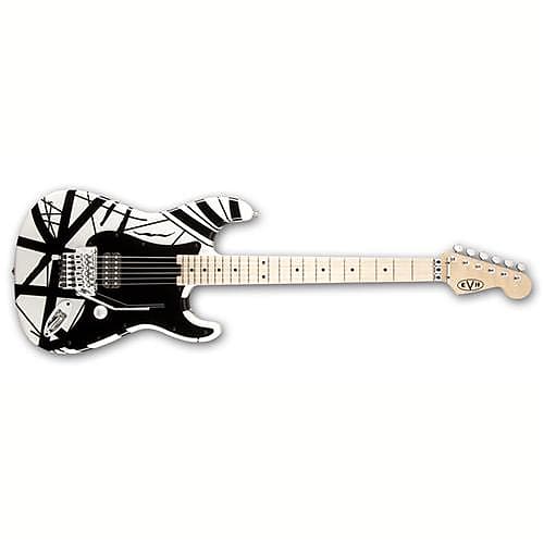 Электрогитара EVH Striped Series Stratocaster Electric Guitar, Maple Fretboard, White with Black Stripes