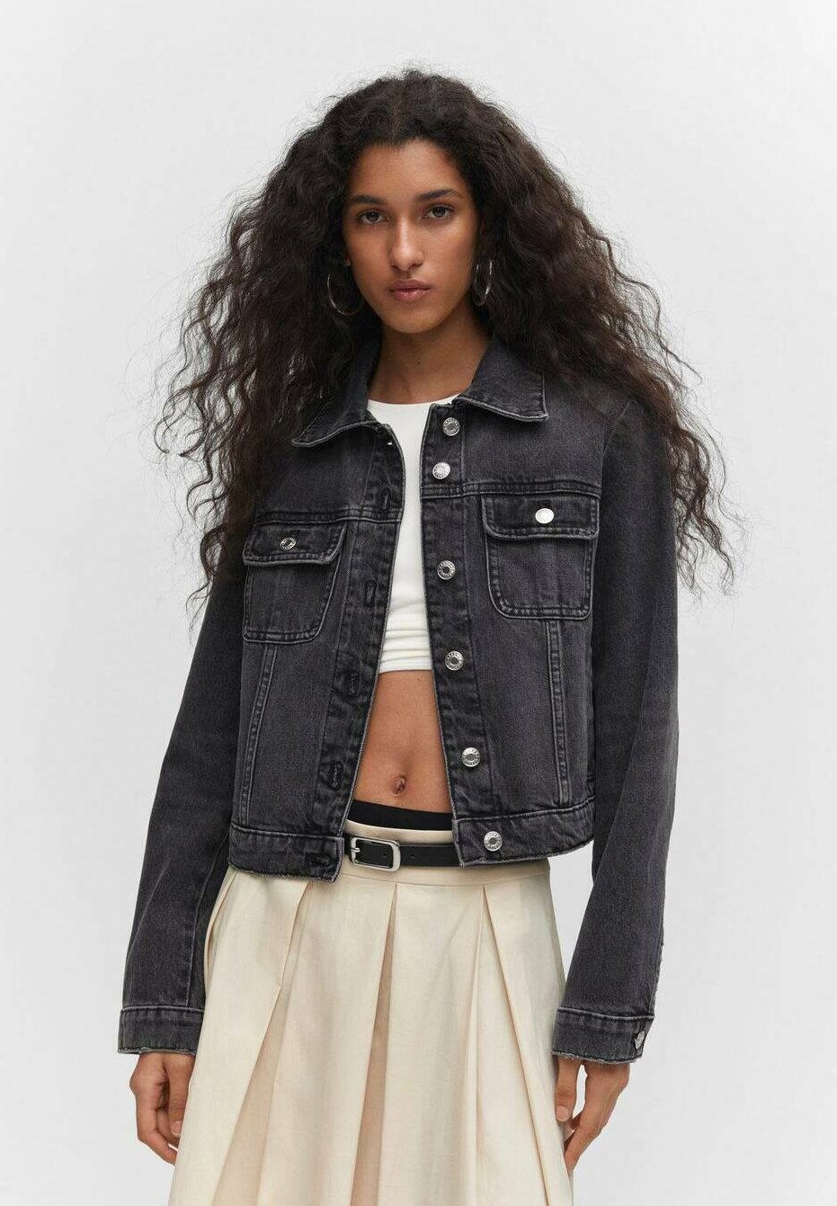 

Джинсовая куртка Cleo Mango, цвет black denim