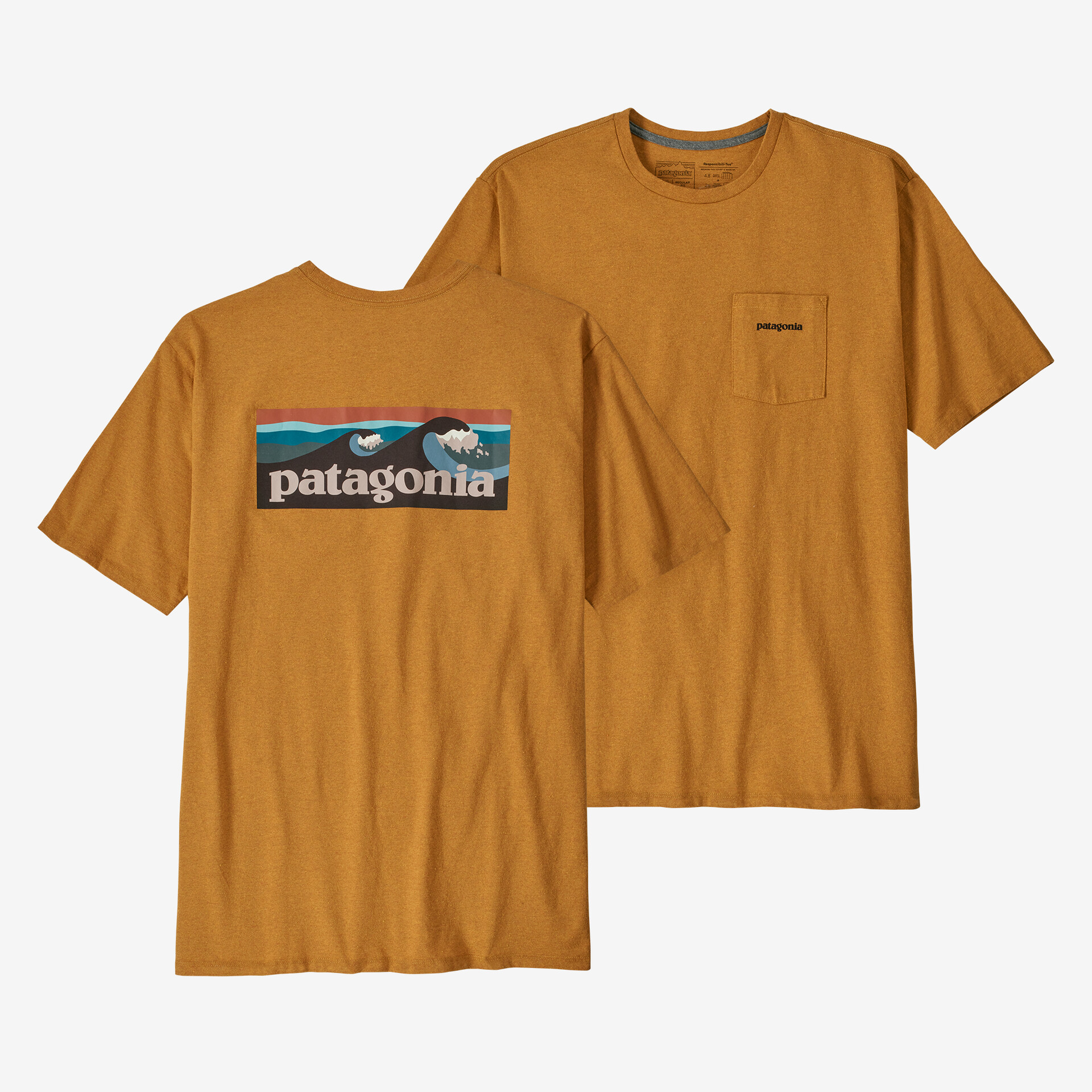 Мужская футболка с логотипом и карманом Responsibili Patagonia, цвет Dried Mango мужская ответственная футболка с логотипом и карманом patagonia серый