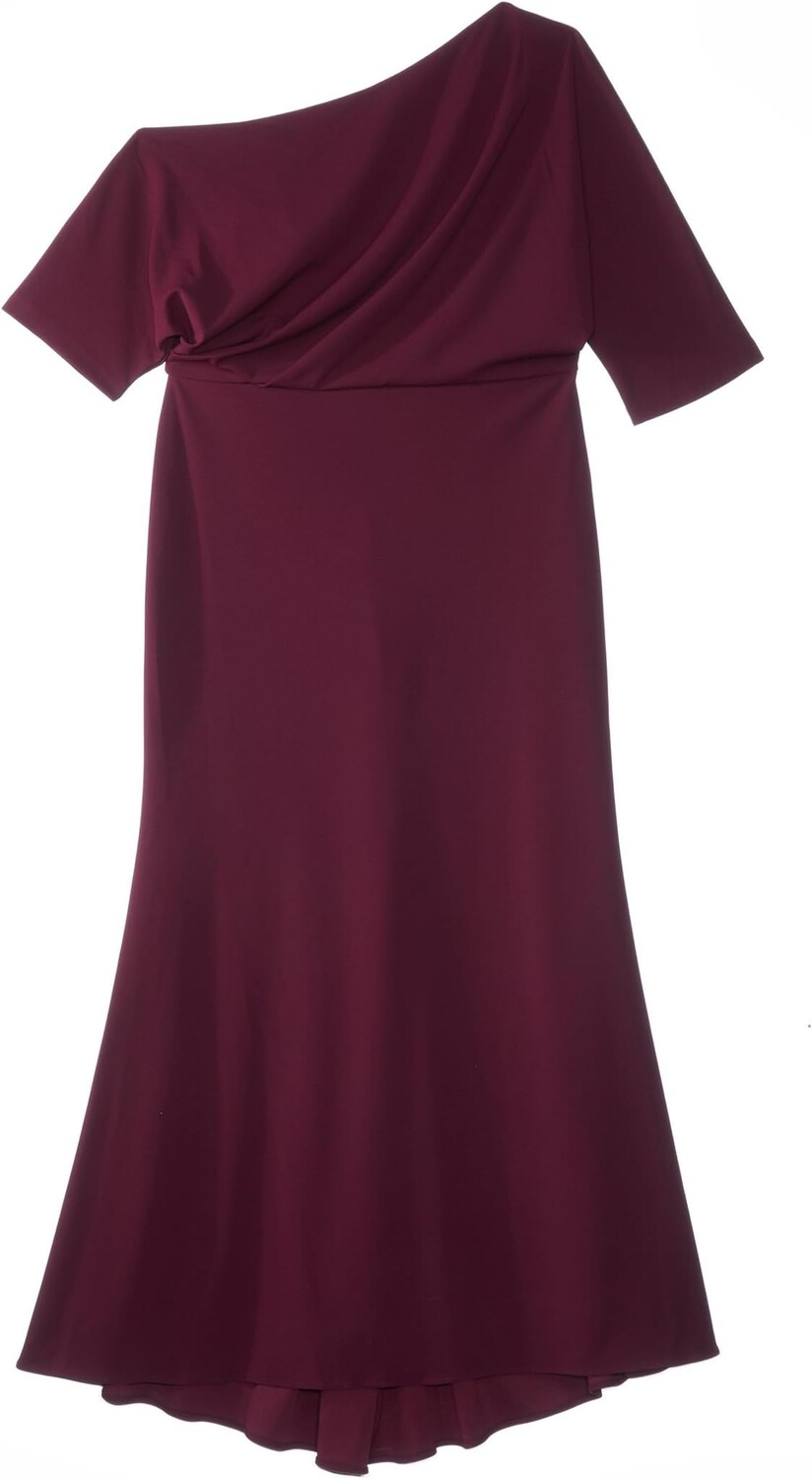 

Платье Plus Size Long Scuba Crepe Off-the-Shoulder Drape Betsy & Adam, бордо