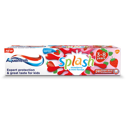 Зубная паста Aquafresh, Splash Toothpaste для детей 3-8 лет Клубника и Мята 50мл, GSK культиватор gigant gsk 03