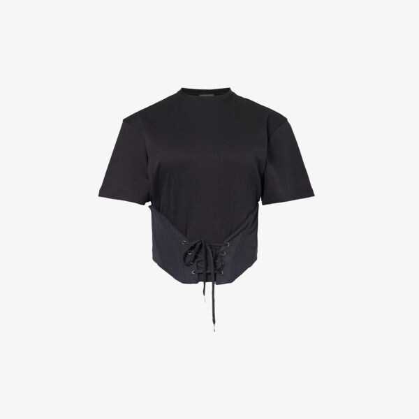 

Футболка из хлопкового джерси с корсетной вставкой Mugler, черный