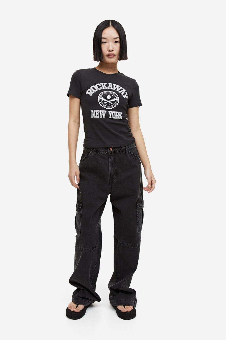 

Приталенный топ из хлопка H&M, черный