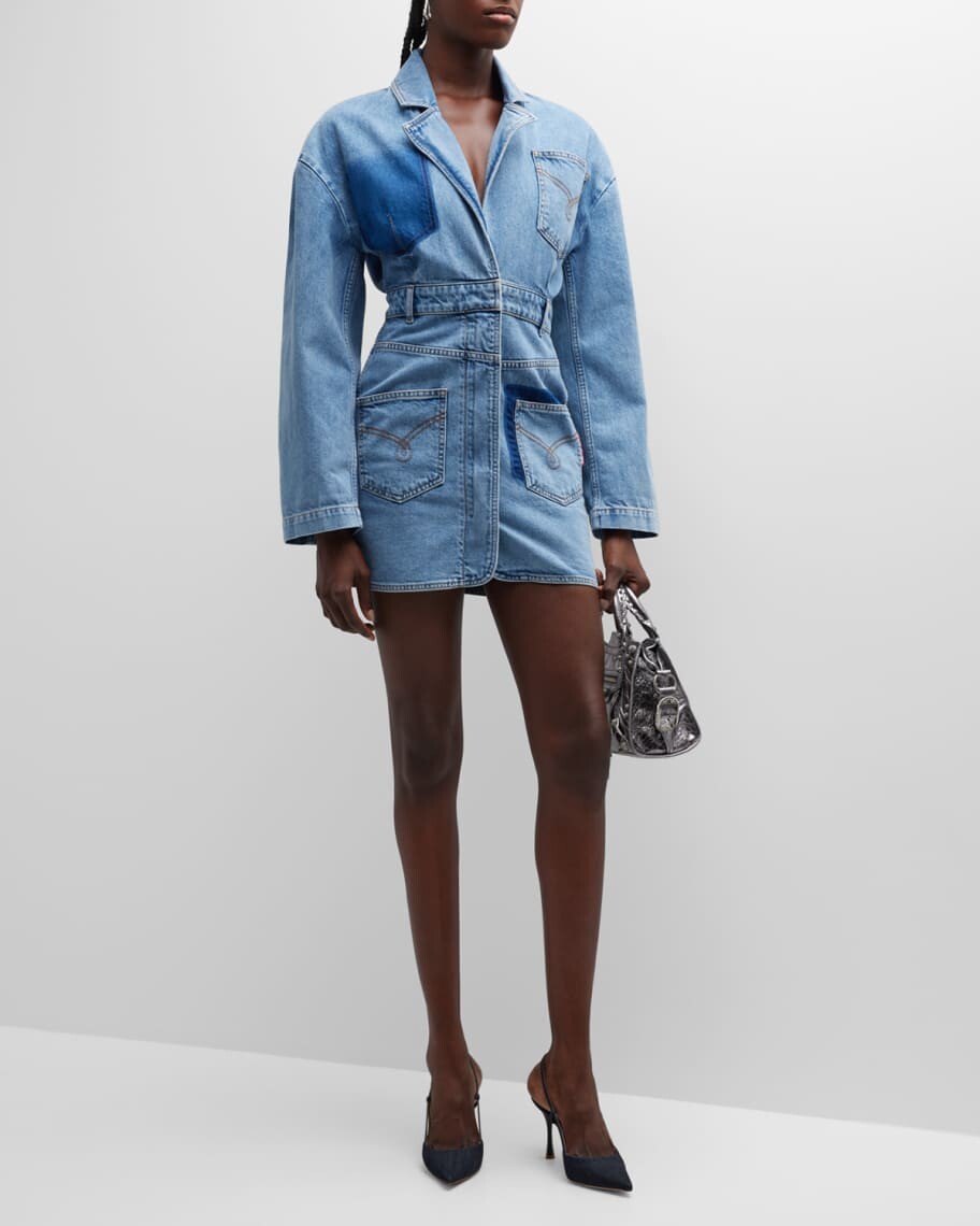 

Мини-платье из переработанного денима в технике пэчворк Moschino Jeans