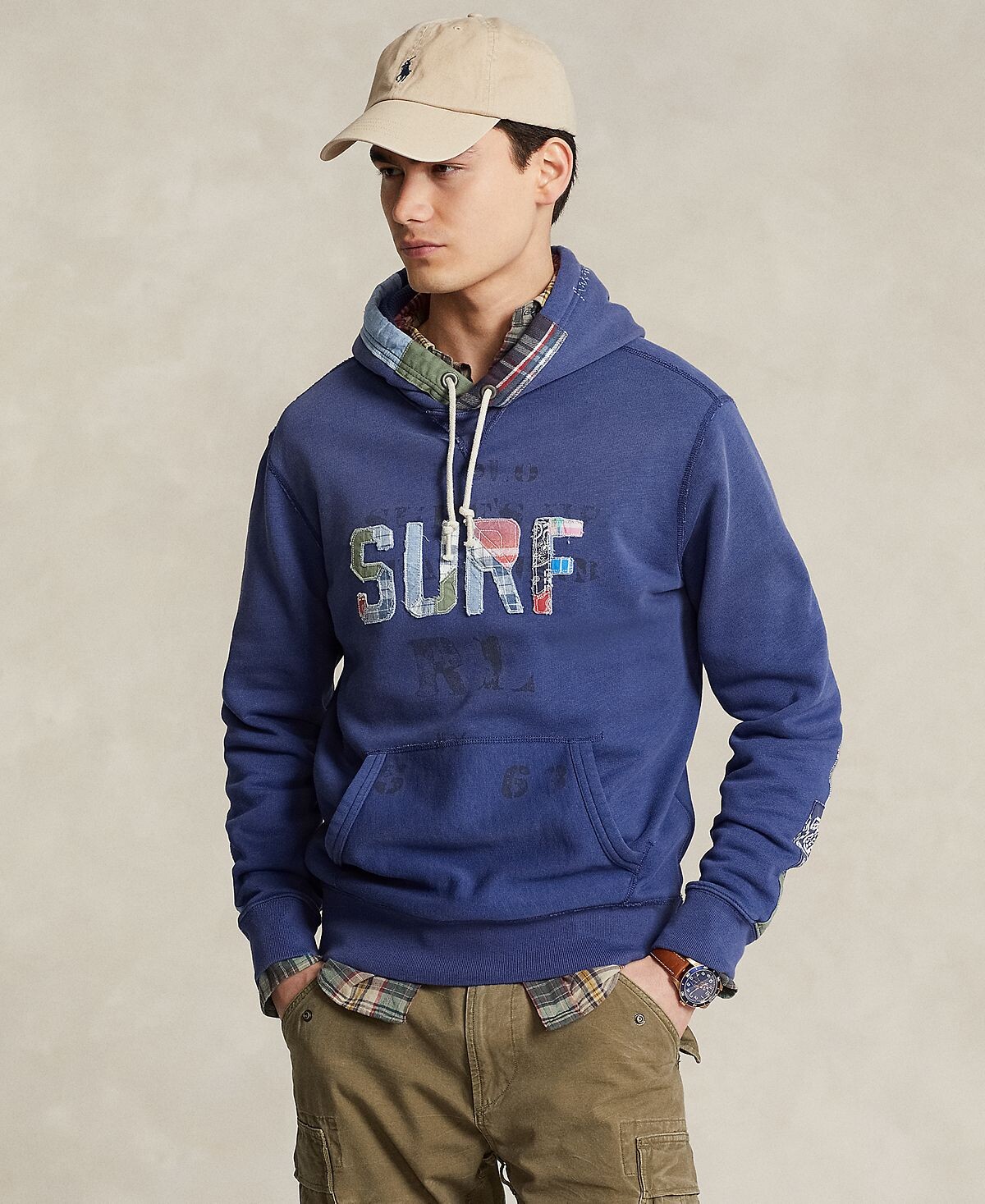 

Мужская флисовая толстовка в стиле пэчворк Polo Ralph Lauren