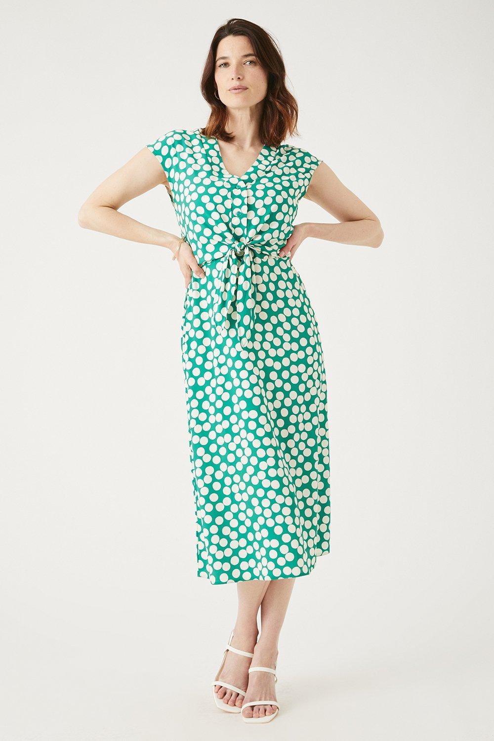Зеленое платье миди с завязкой спереди Debenhams, зеленый цена и фото