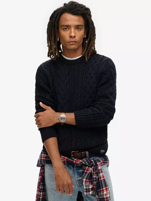 

Джемпер Superdry Jacob Cable Knit, цвет eclipse navy