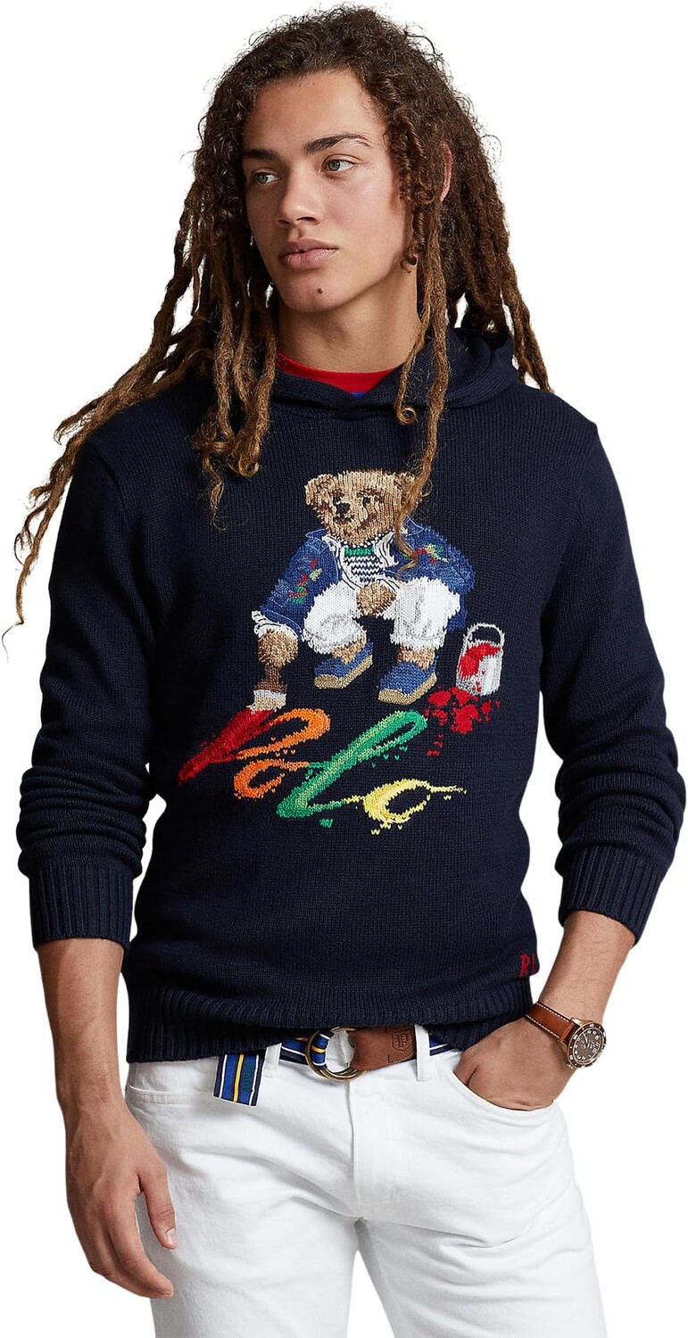 

Хлопковый свитер с капюшоном Polo Bear Polo Ralph Lauren, темно-синий