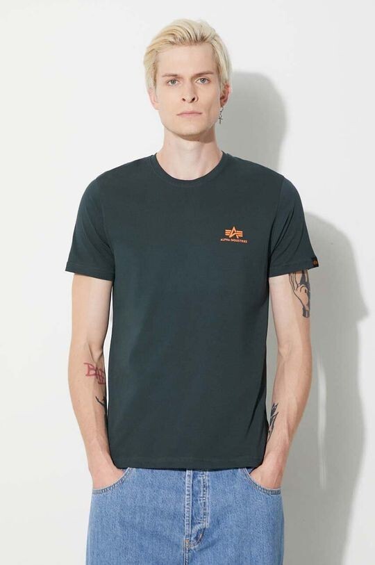 

Хлопковая футболка Basic T с маленьким логотипом Alpha Industries, бирюзовый