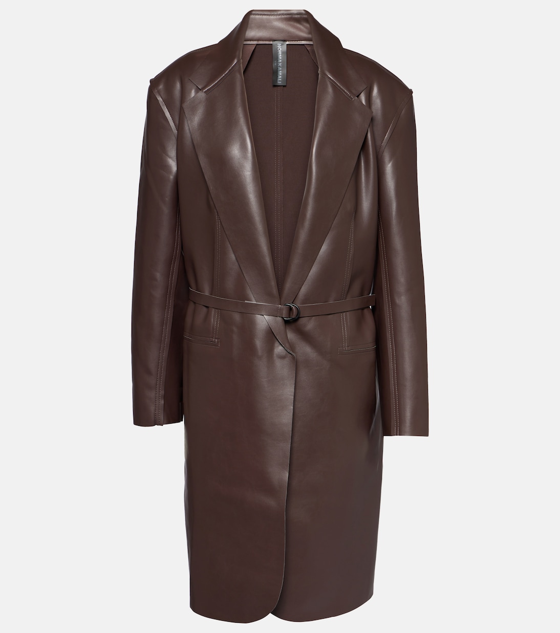 Куртка оверсайз из искусственной кожи Norma Kamali, коричневый цена и фото