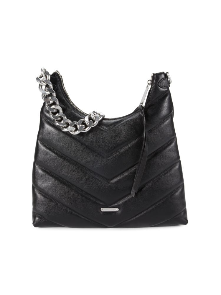 

Стеганая кожаная сумка-хобо Edie Maxi Rebecca Minkoff, черный