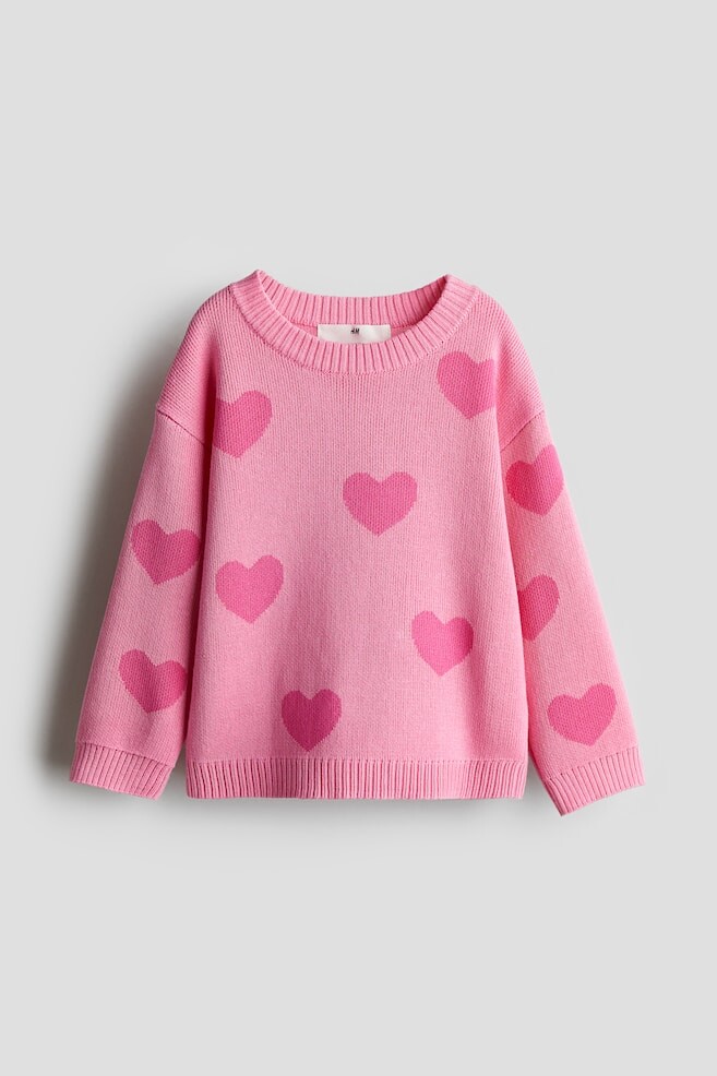 

Хлопковый свитер жаккардовой вязки H&M, розовый