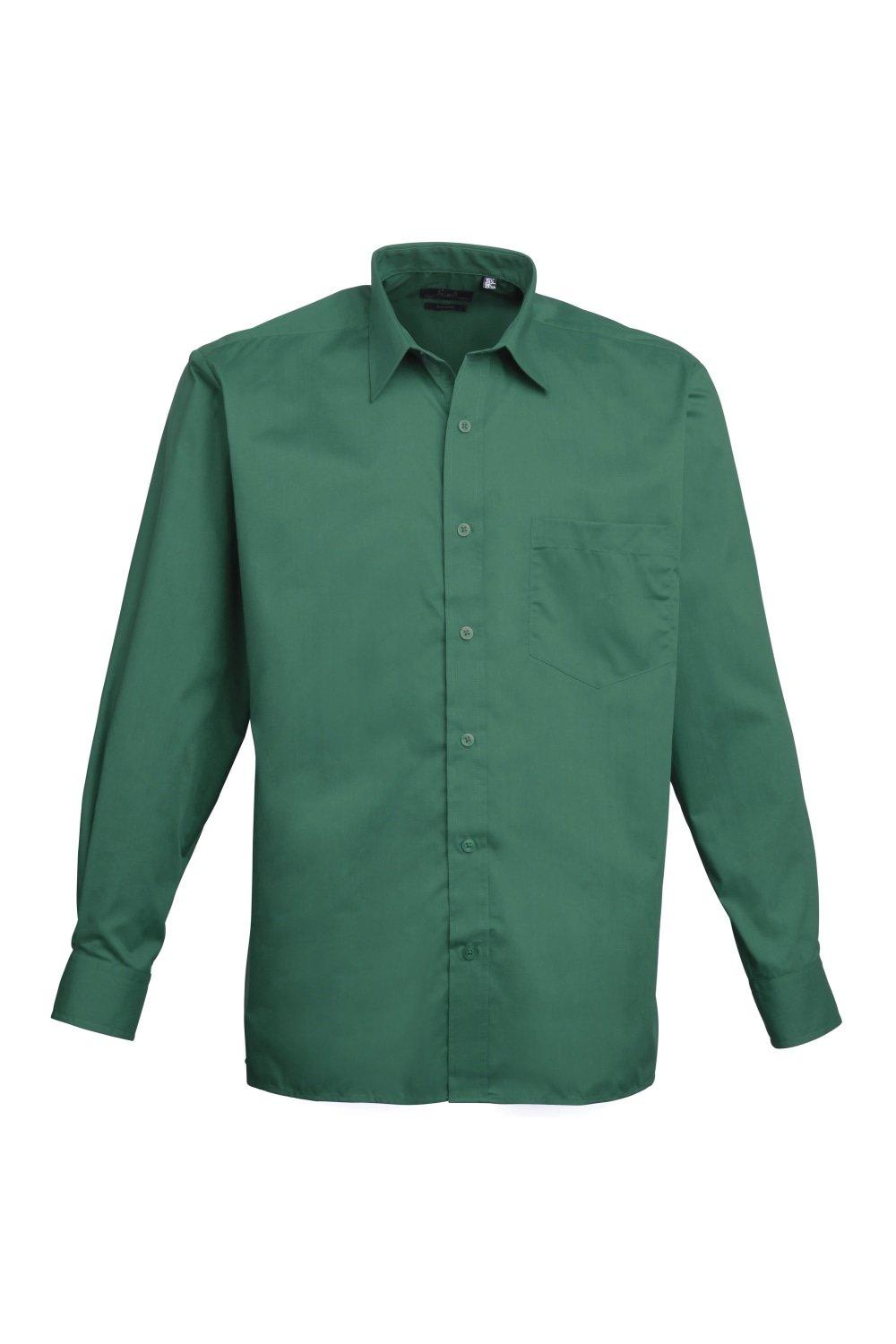 Простая рабочая рубашка из поплина с длинными рукавами Premier, зеленый