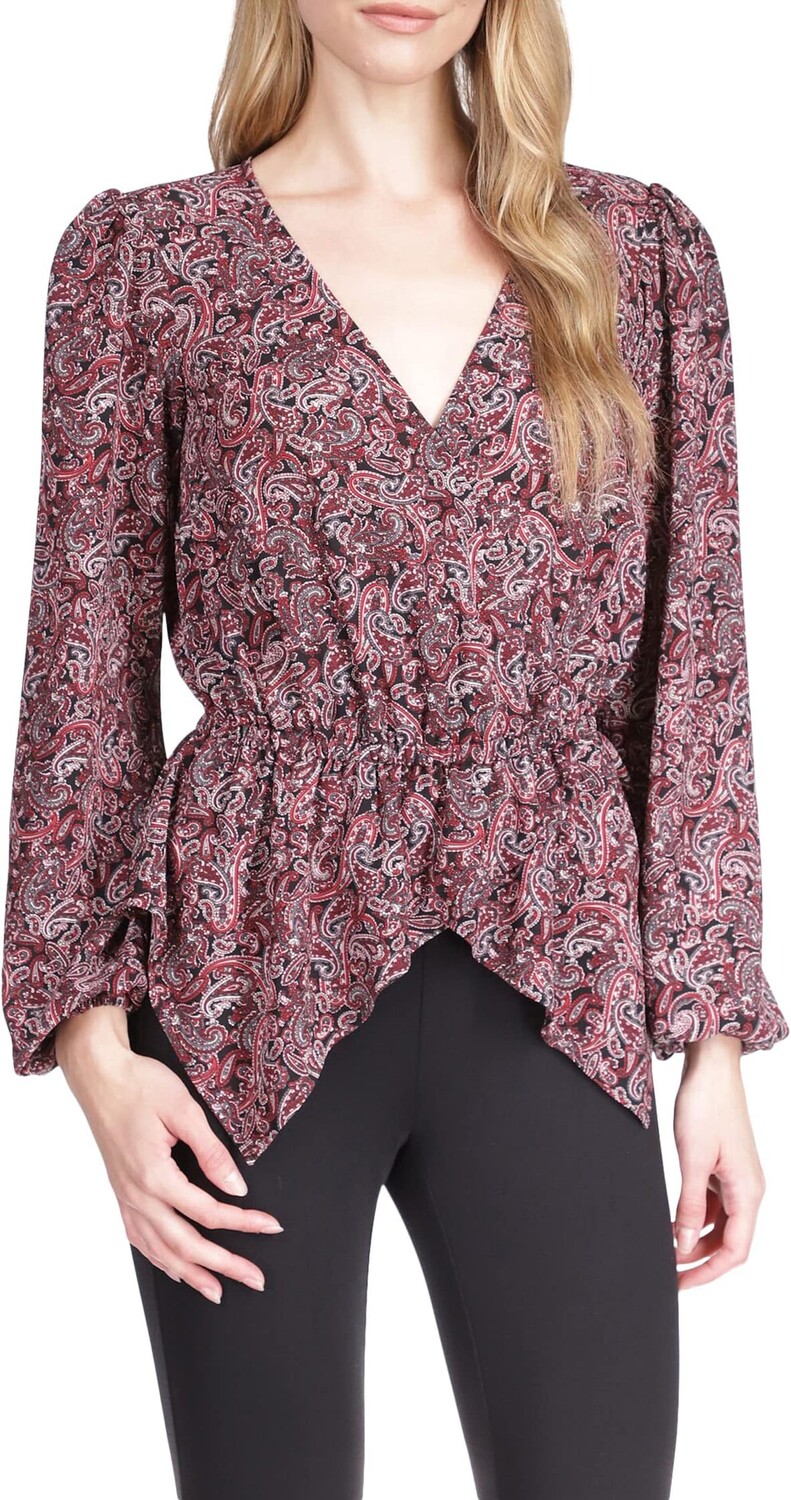 

Топ Petite Pop Lux с запахом и узором пейсли MICHAEL Michael Kors, цвет Royal Pink