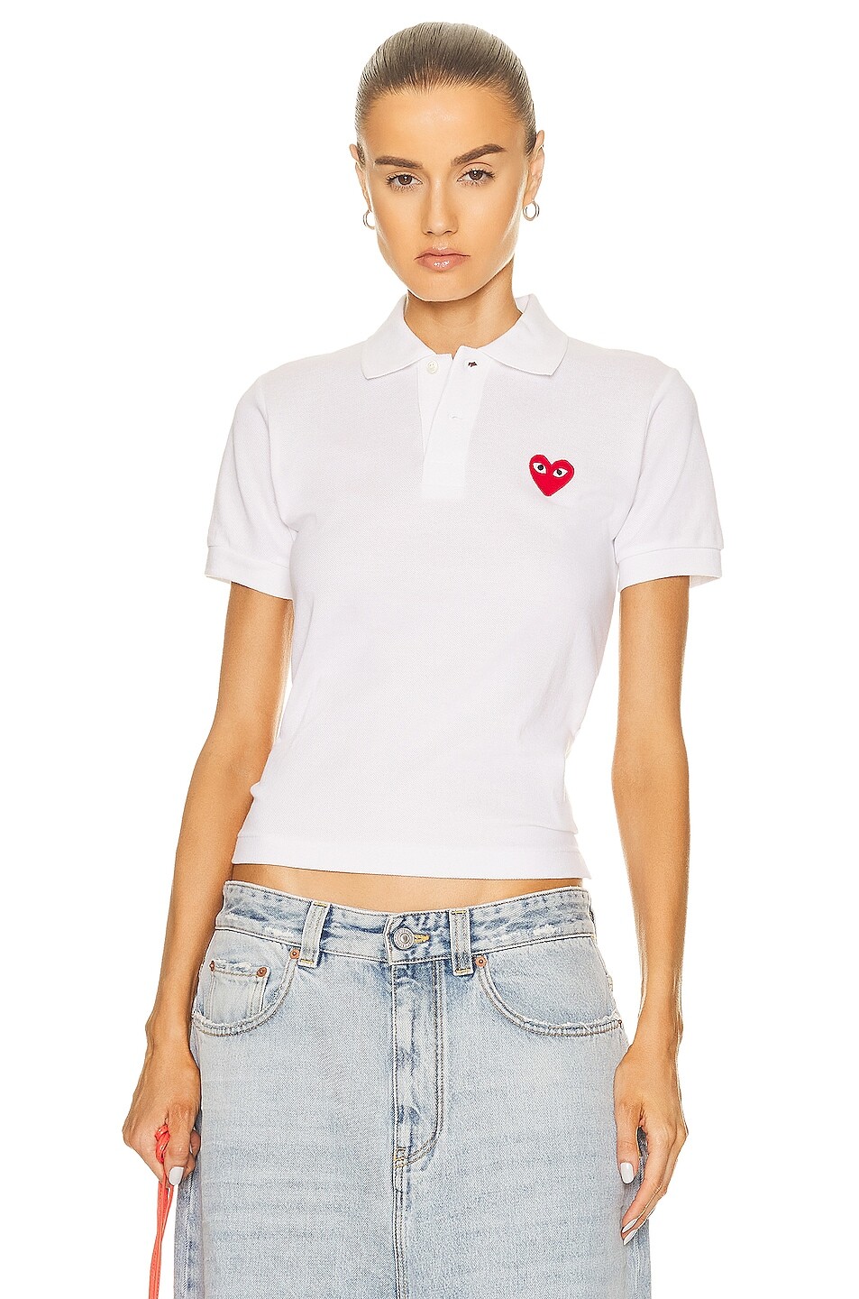 

Поло Comme des Garçons Cotton With Red Emblem, белый