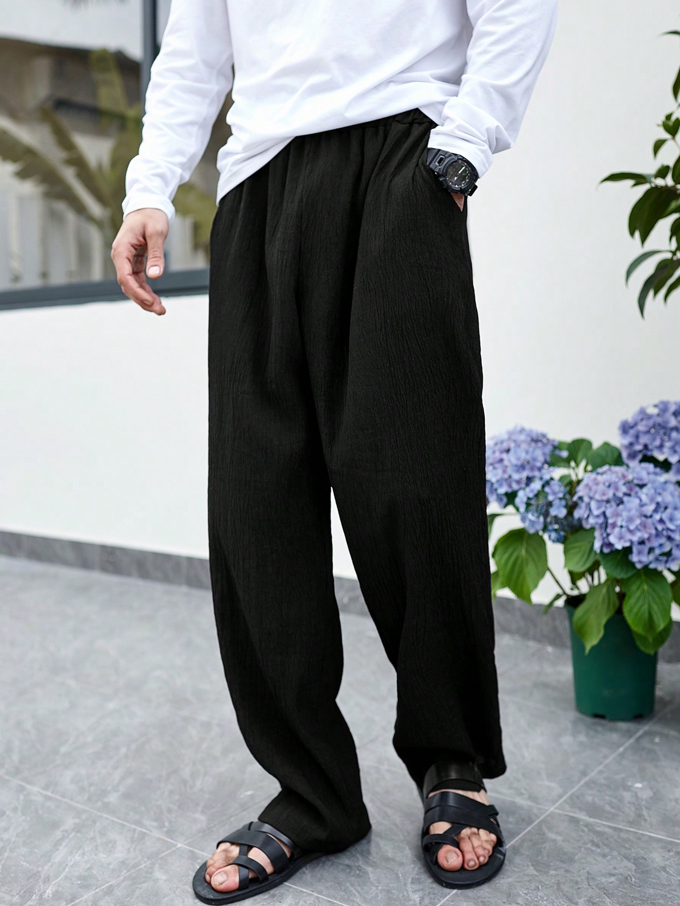 Мужские однотонные повседневные брюки Manfinity Chillmode, черный