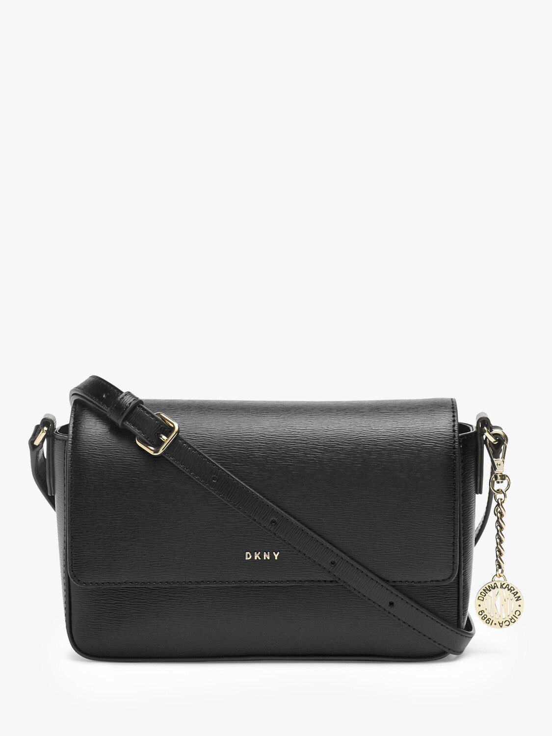 

Кожаная сумка через плечо DKNY Bryant среднего размера с клапаном, черная