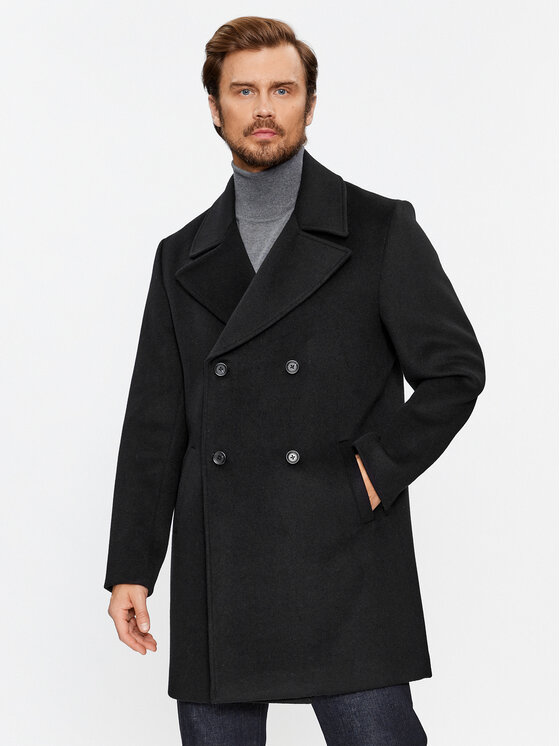 Шерстяное пальто обычного кроя Guess, черный шерстяное пальто обычного кроя guess черный