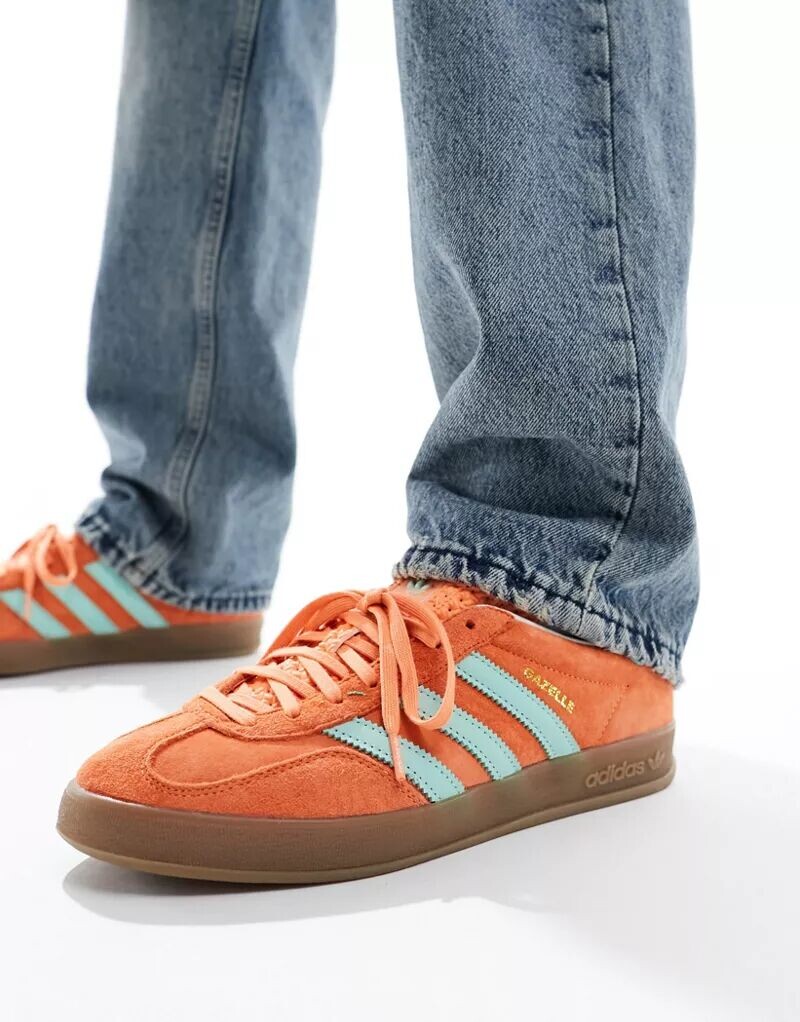 

Оранжево-мятно-зеленые кроссовки adidas Originals Gazelle Indoor, Серый