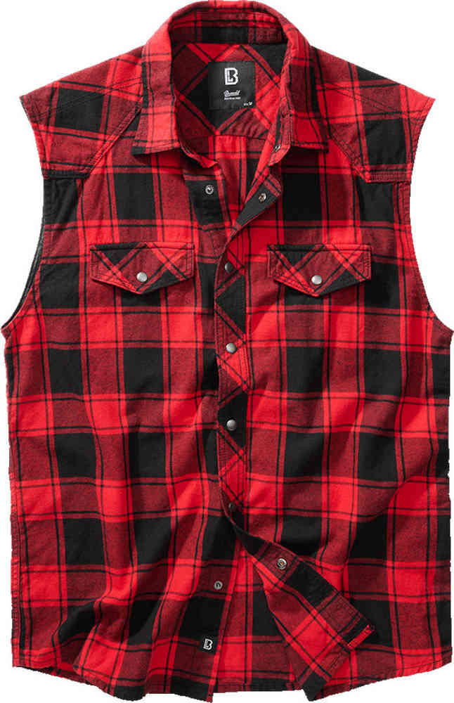 Рубашка без рукавов в клетку Brandit, красный/черный блузка без рукавов в клетку виши xs красный