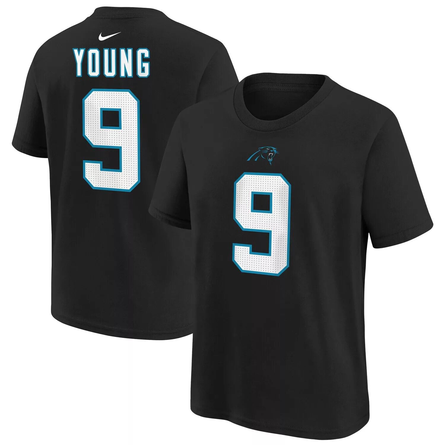 

Молодежная футболка Nike Bryce Young Black Carolina Panthers с именем и номером игрока драфта НФЛ 2023 года в первом раунде Nike
