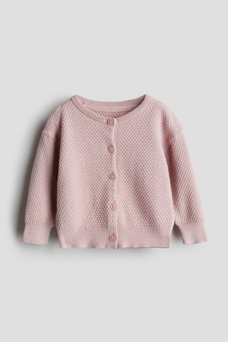 

Хлопковый кардиган узорной вязки H&M, розовый