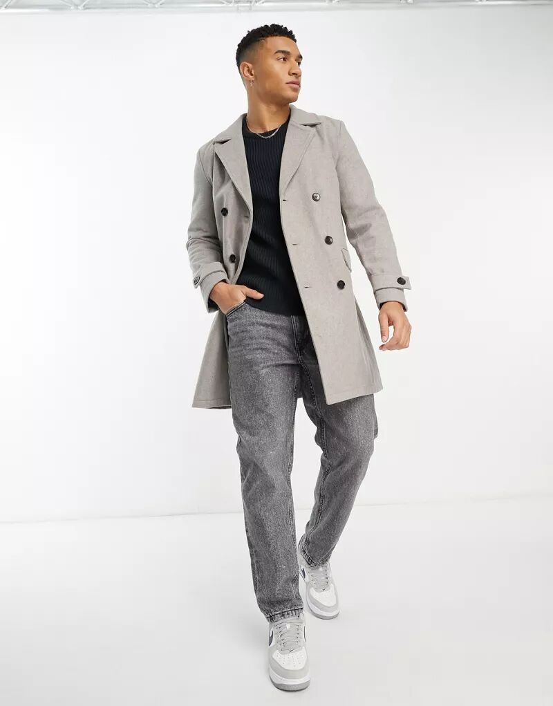 Серое шерстяное двубортное пальто Harry Brown johan пальто со вставками harry brown london серый