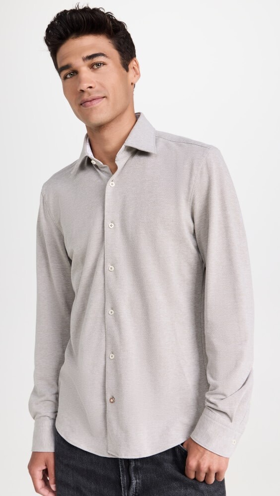 

Рубашка BOSS Kent Knit Button Down, серый