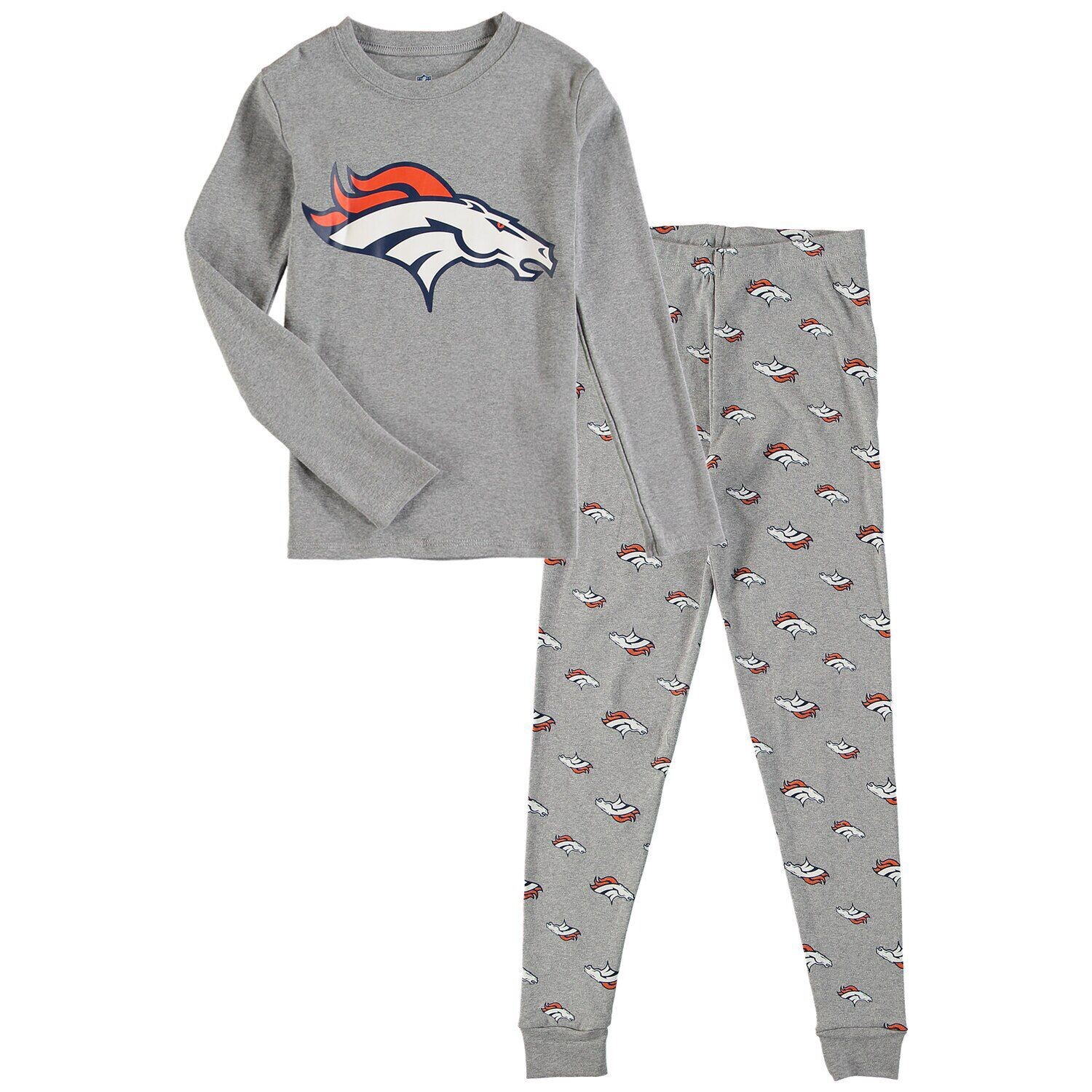 

Молодежный комплект для сна с футболкой и брюками Denver Broncos с длинными рукавами и брюками Denver Broncos серого цвета Outerstuff, Серый