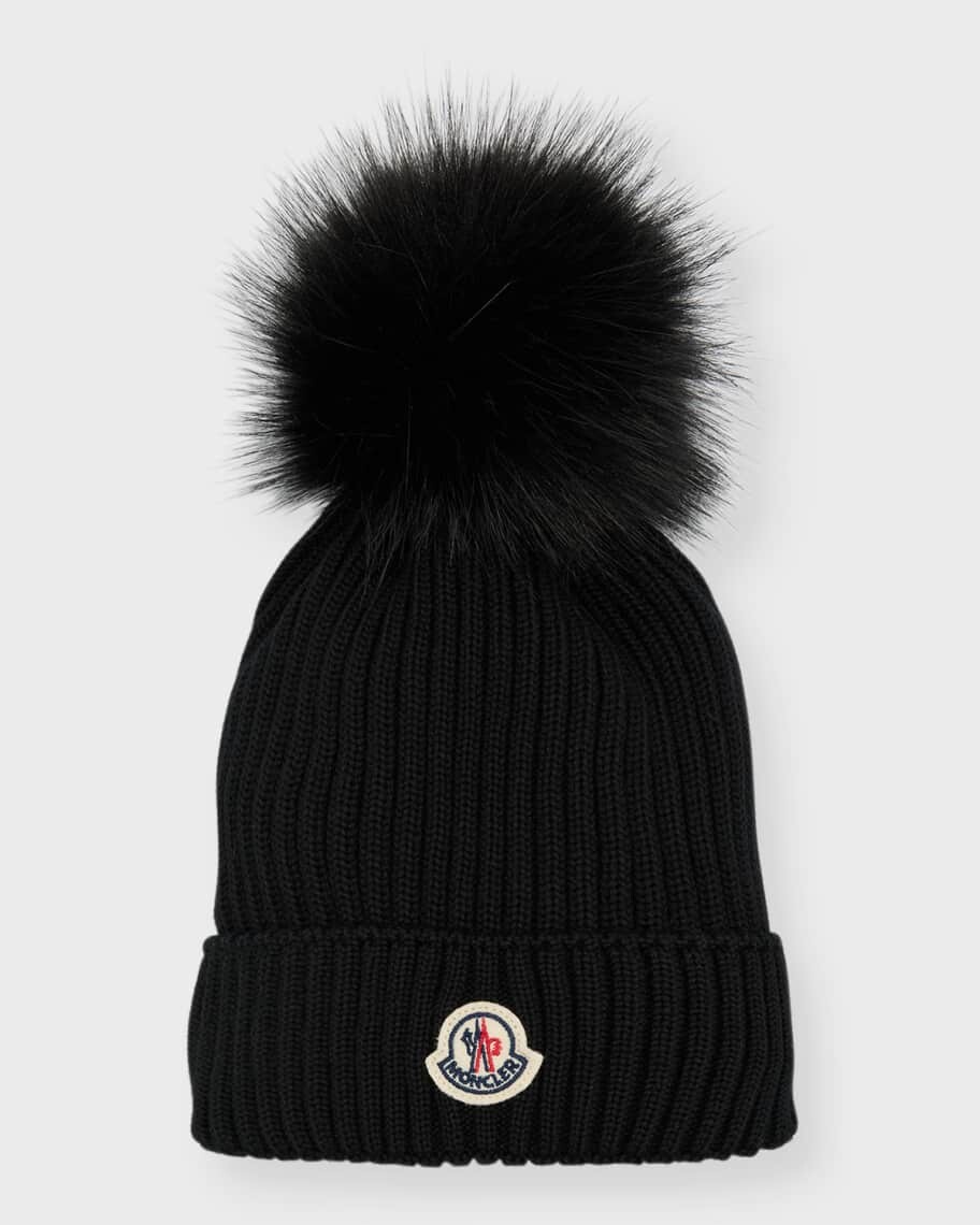 

Шапка с помпоном в рубчик для девочки, размер S-L Moncler