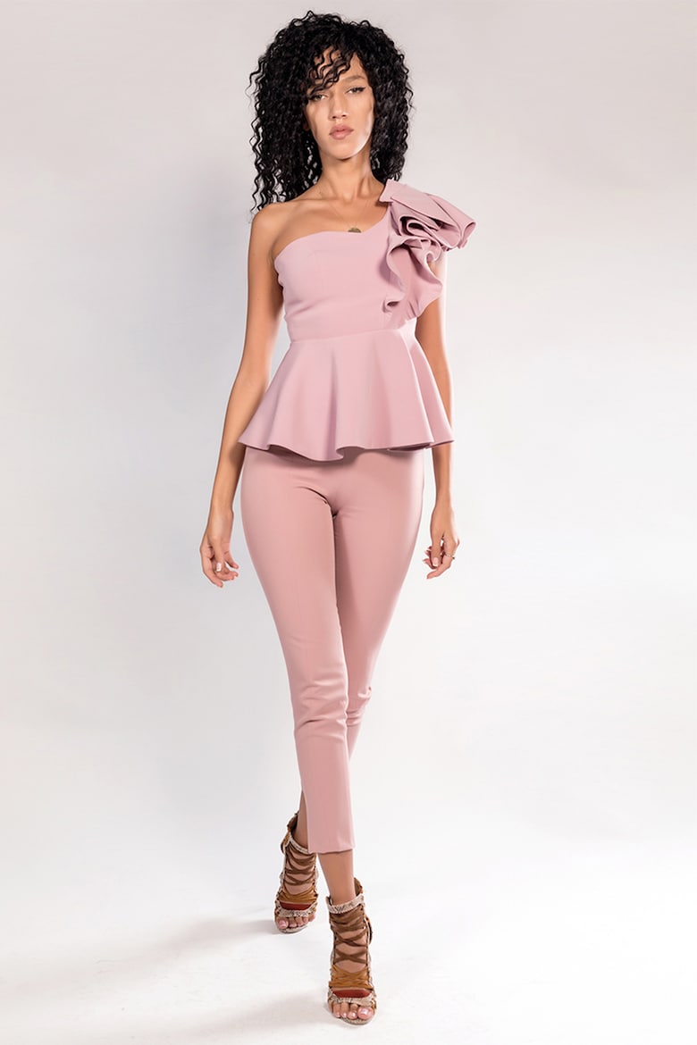 Блузка с баской Cindy с открытыми плечами Casa De Moda Vigo, розовый укороченная юбка amina casa de moda vigo серый