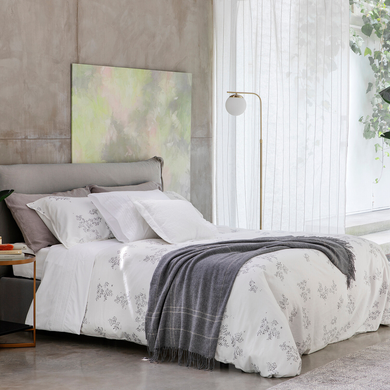 

Пододеяльник из хлопкового атласа с мотивом Portofino Ramage Coincasa, белый