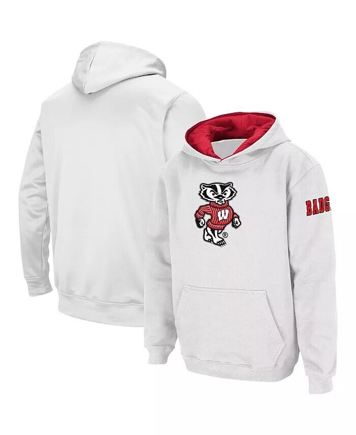 

Белый пуловер с капюшоном и большим логотипом Big Boys Wisconsin Badgers Colosseum, белый