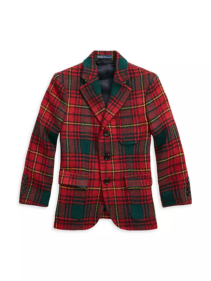 Шерстяное спортивное пальто в клетку для маленьких мальчиков и мальчиков Polo Ralph Lauren, красный