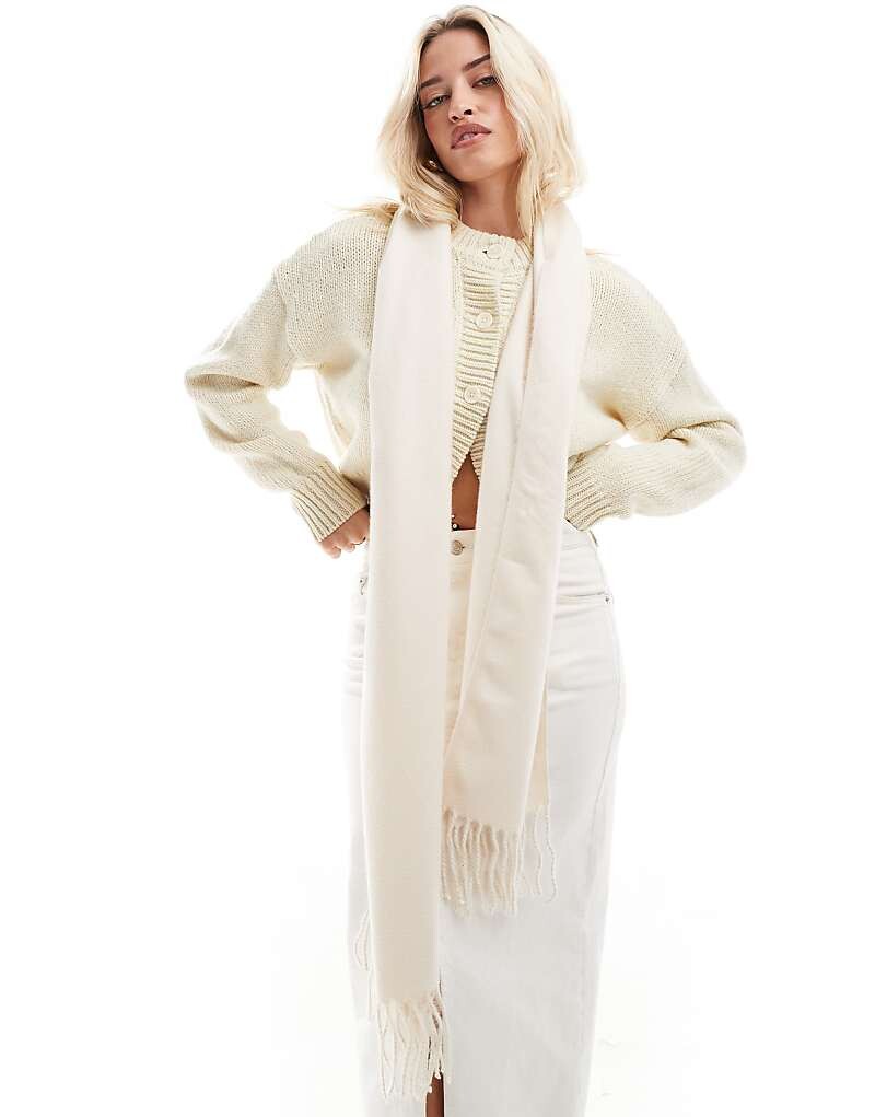 

Кремовый тканый шарф с кисточками ASOS DESIGN