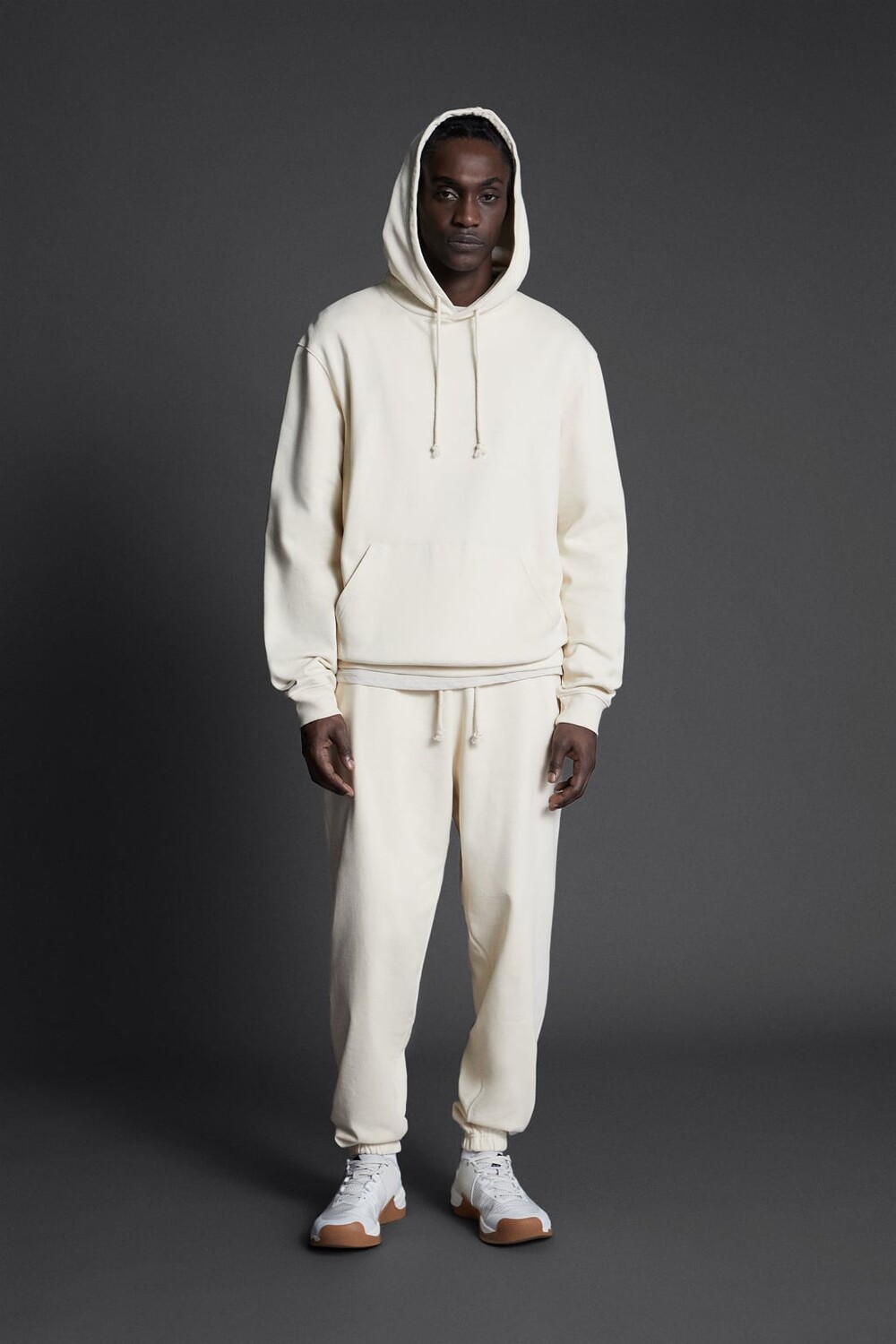 

Хлопковая толстовка с капюшоном ZARA, экру