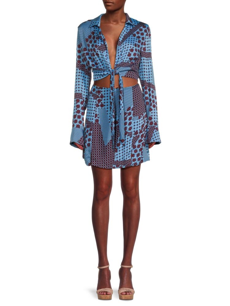 

Мини-платье Miki с геометрическим вырезом Free People, цвет Blue Multicolor
