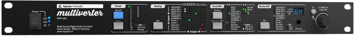 

Новый мультивертерный преобразователь цифрового формата Appsys MVR-64 Mk2