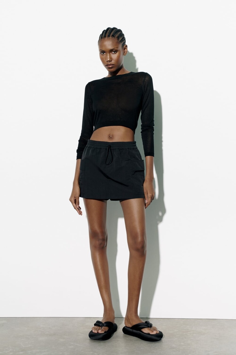 

Юбка из нейлона ZARA, черный
