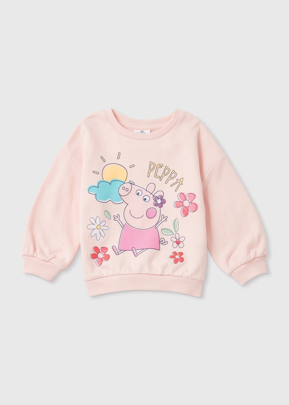

Розовый свитшот с принтом Peppa Pig для девочек (9 мес.–5 лет), белый
