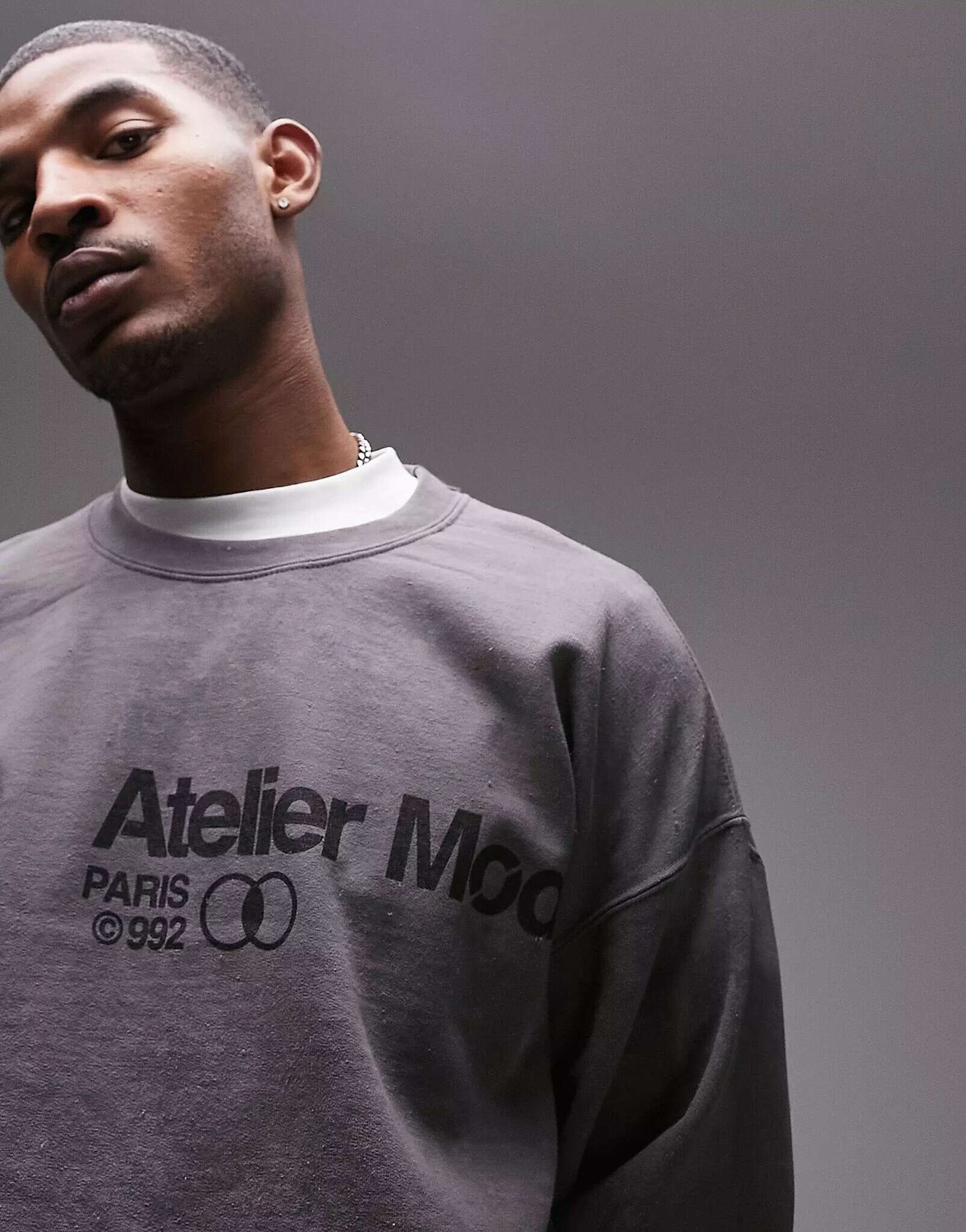 

Свитшот оверсайз с ателье Topman черного цвета