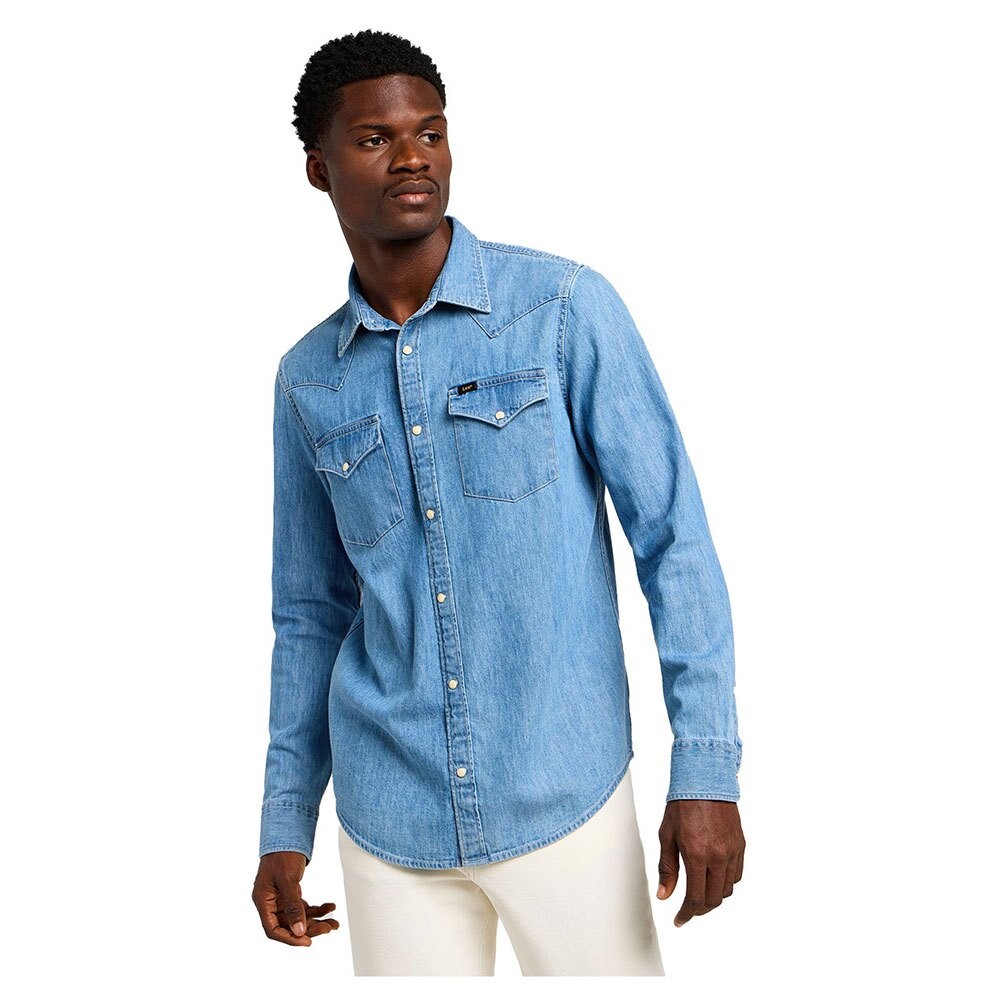 Рубашка с длинным рукавом Lee Regular Western, синий рубашка lee regular western shir summer blue женщины l45szsnj s