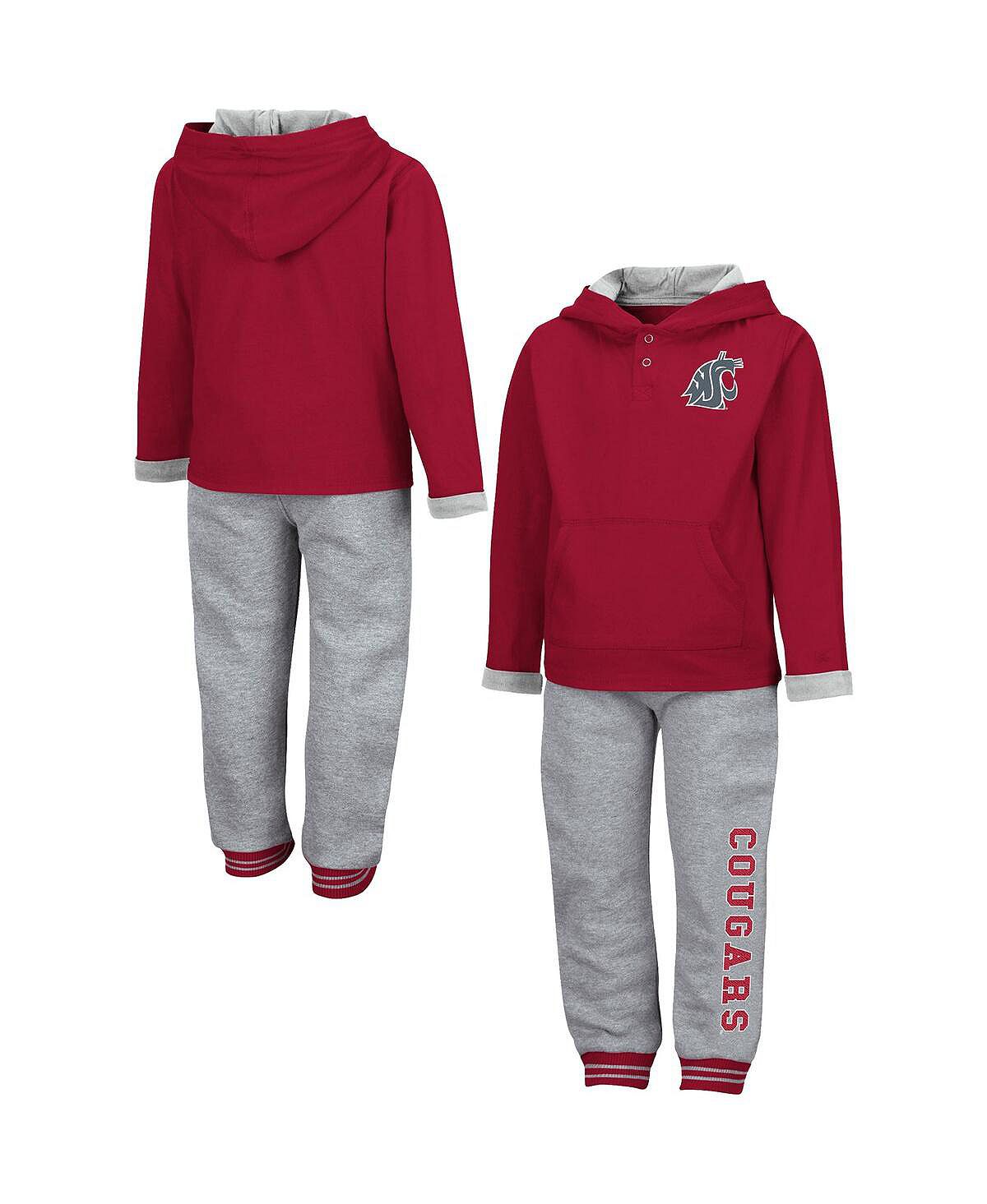 Комплект из пуловера с капюшоном и спортивных штанов «Малиново-серый» для мальчиков Washington State Cougars Poppies Colosseum