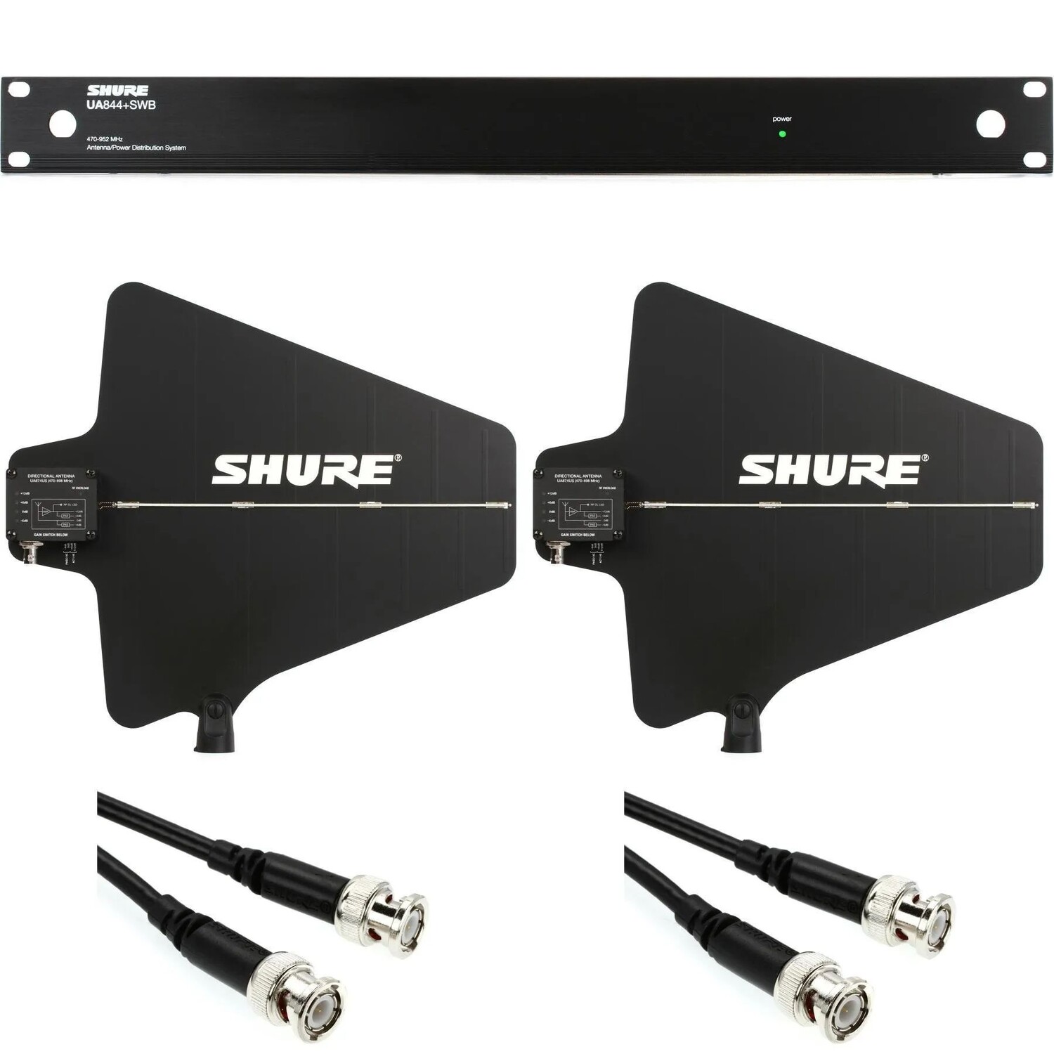 

Shure UA844+SWB — 5-полосный активный антенный разветвитель/система распределения питания с антенной — 470–698 МГц