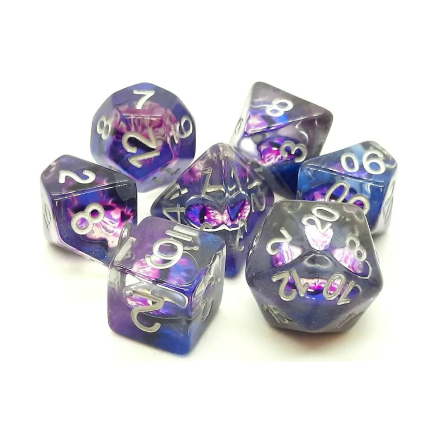 

Поликомплект «Глаз дракона» — фиолетовый (7), Acrylic-Resin Dice - Infused, Dragon's Eye