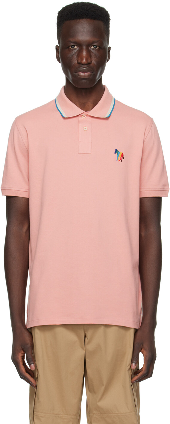 

Розовая рубашка-поло с зеброй в широкую полоску Ps By Paul Smith