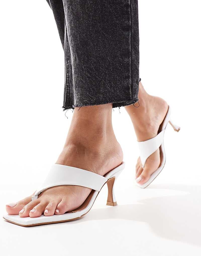ASOS DESIGN – Hailey – Белые высококачественные кожаные босоножки с ремешками на среднем каблуке