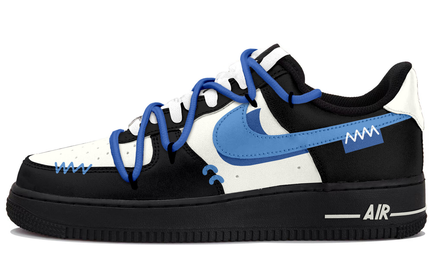 

Кроссовки Nike Air Force 1 Skateboarding Shoes Women's Low-top Black/white/blue, белый/черный